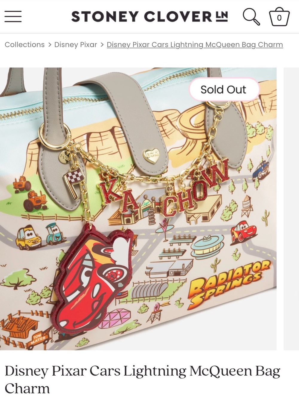Stoney Clover Lane Disney Pixar Cars Lightning McQueen Bag Charm - Red & Gold